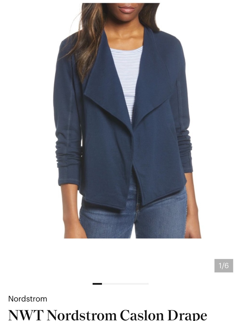Navy Draped Open-Front Women's Sweater